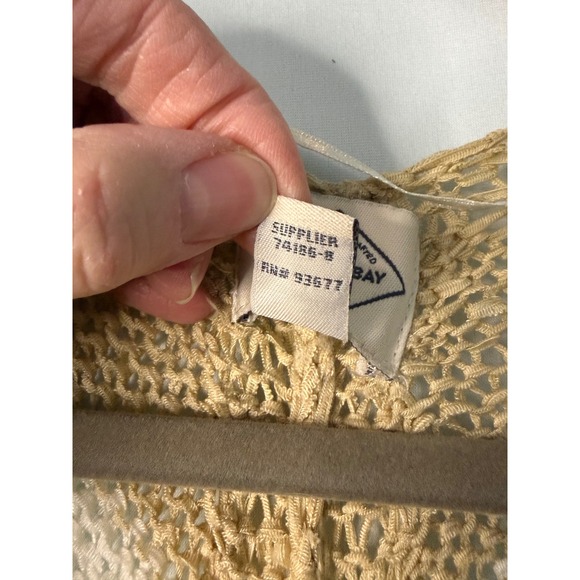 St Johns Bay Tan White Stripe Open Front Knit Cardigan Sweater XL - Picture 8 of 11